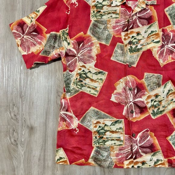 Tommy Bahama Shirt Mens Large Linen Floral Hawaiian Short Sleeve Button Up Aloha - Picture 2 of 11